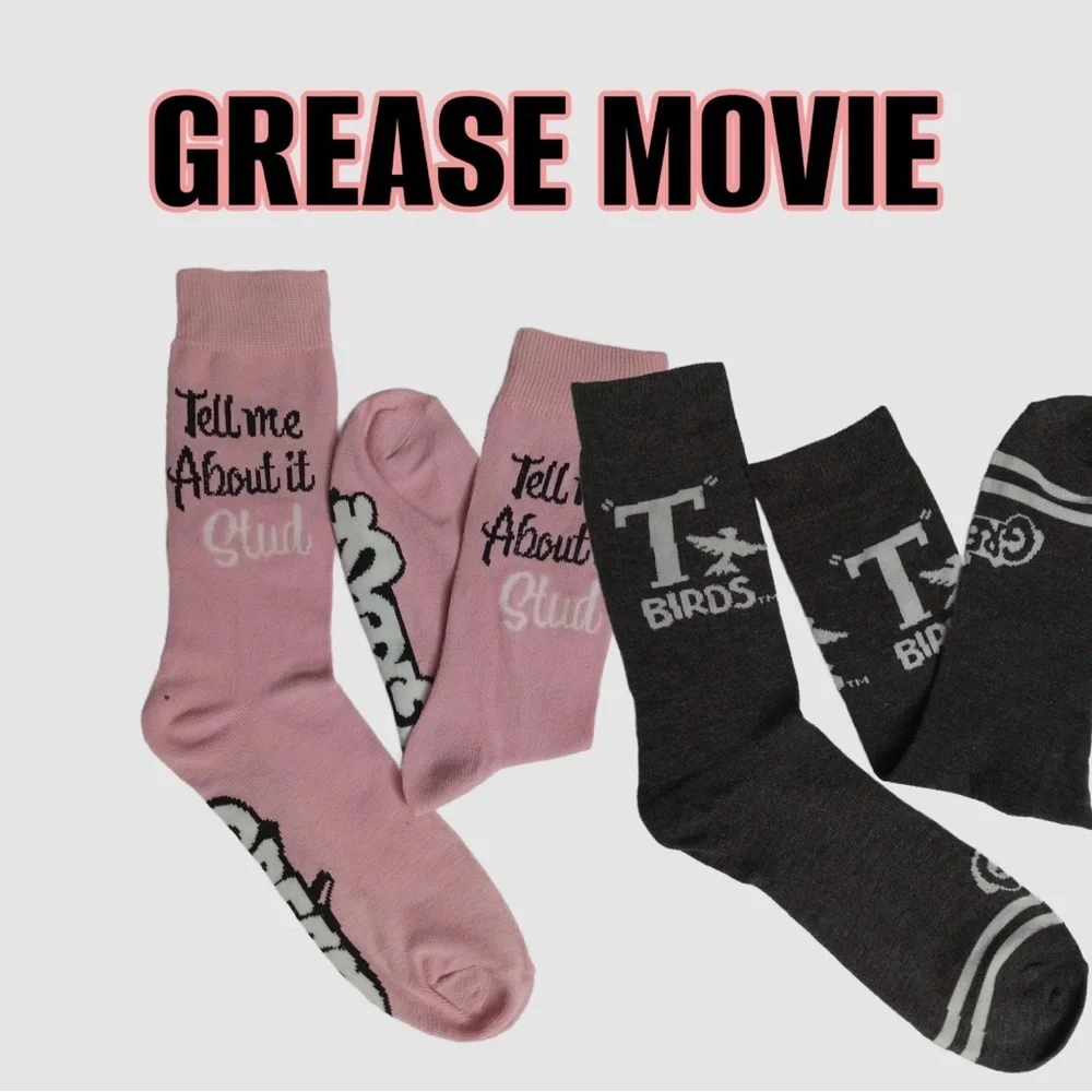 Grease Movie Pink and Gray Socks Set
